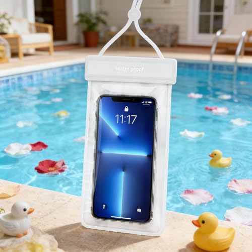 Waterproof Cell Phone Pouch Protective Travel Accessories White | Waterproof Mobile Phone Holder Dry Bag for Women Men Summer Vacation Beach Pool Cruise Outdoor Adventure - color: White