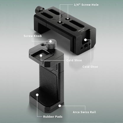 Aluminum Phone Tripod Mount with Cold Shoe & ARCA-Swiss Quick Release