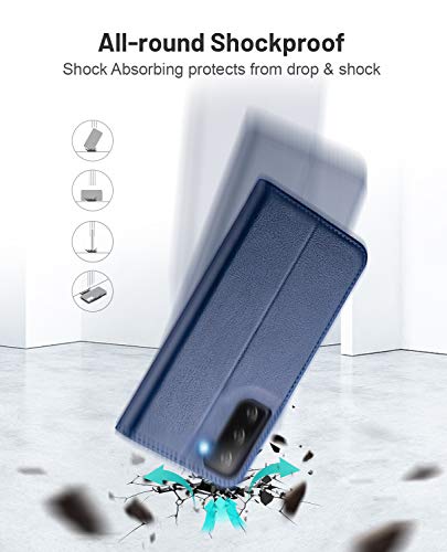 OCASE Compatible with Galaxy S21 5G Wallet Case, PU Leather Flip Folio Case with Card Holders RFID Blocking Kickstand [Shockproof TPU Inner Shell] Phone Cover 6.2 Inch (2021) - Dark Blue | Card Holders, Kickstand, Shockproof TPU Shell,Magnetic Closure, Pr