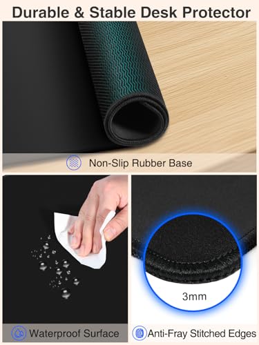 Wireless Charging Mouse Pad, 31.5"x15.8" Large Desk Mat, Smooth Glide - color: Black-31.5"x15.8"-Right