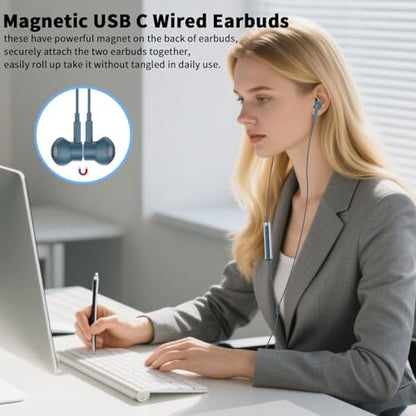 USB C Earbuds Wired Headphones for iPhone 18 Pro Max 17 16 17e,Blue - color: Blue