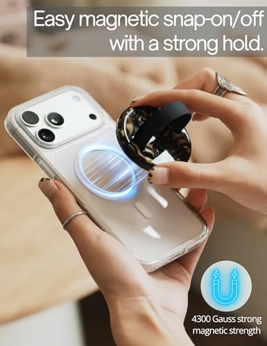 Heesch Compatible with Magsafe Phone Loop Grip for Back of Phone Finger Holder Strap for iPhone 15 16 14 Pro Max Magnetic Ring Cute Phone Back Holder Mag iPhone Finger Holder Grip Black and Gold - color: Coffee