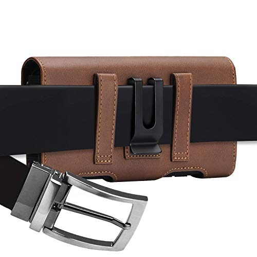 BECPLT for Galaxy S25 Ultra S24+ S23 Ultra Holster Leather Carrying Cell Phone Holder Belt Clip Holster Case Pouch Brown - color: Brown-Leather, size: XL (6.85" x 3.6" x 0.75")