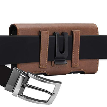 BECPLT for Galaxy S25 Ultra S24+ S23 Ultra Holster Leather Carrying Cell Phone Holder Belt Clip Holster Case Pouch Brown - color: Brown-Leather, size: XL (6.85" x 3.6" x 0.75")