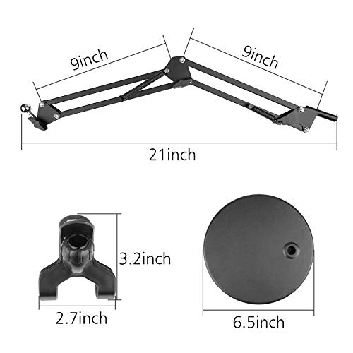 Chromlives Overhead Phone Mount - Articulating Arm Stand with Base, 360 Adjustable Phone & Tablet Holder - color: Black