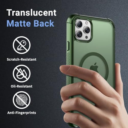 jaroco Magnetic for iPhone 11 Pro Max Case Heavy Duty Protection Army Green | Compatible with MagSafe,Military Grade Drop Protection,Translucent Matte,Non-Slip,Shockproof 2-Layer Durable Bumper Case - color: Army Green, size: iPhone 11 Pro Max