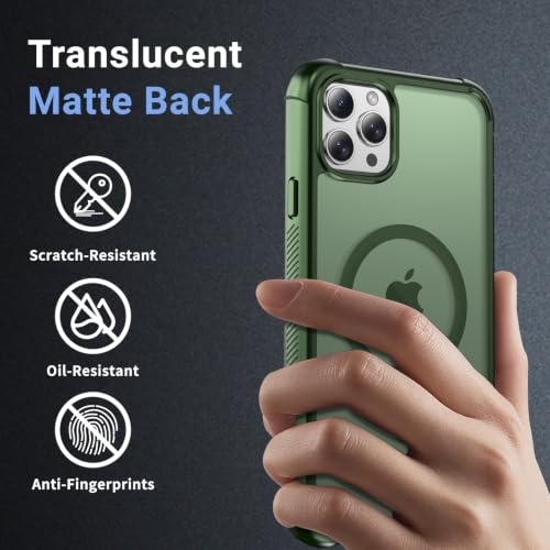jaroco Magnetic for iPhone 11 Pro Max Case Heavy Duty Protection Army Green | Compatible with MagSafe,Military Grade Drop Protection,Translucent Matte,Non-Slip,Shockproof 2-Layer Durable Bumper Case - color: Army Green, size: iPhone 11 Pro Max