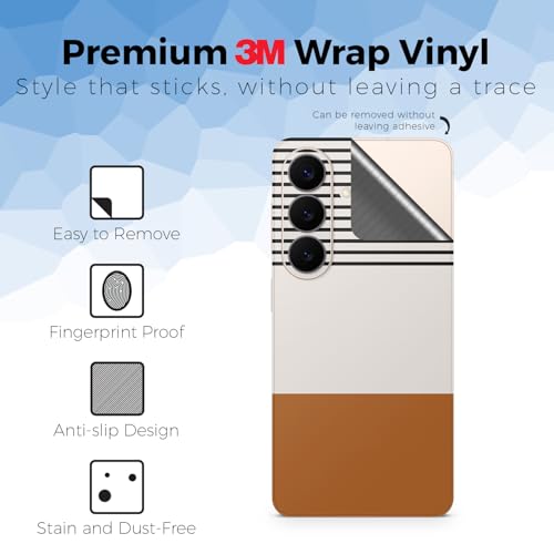Glossy Glitter Phone Skin Compatible with Samsung Galaxy S26 - Neutral Stripes - Premium 3M Vinyl Protective Wrap Decal Cover - Easy to Apply | Crafted in the USA by MightySkins - color: Neutral Stripes, size: Galaxy S26 (Back Wrap), style: Glossy Glitter