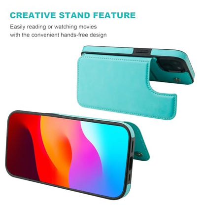 ONETOP for iPhone 15 Wallet Case with Credit Card Holder,LightBlue | Kickstand,ID/Cash Holder,Case Wallet with Card Slots,Double Magnetic Clasp,Durable PU Leather Shockproof Cover for Women Men - color: Light Blue