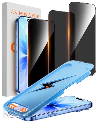 Mkeke for iPhone 17, iPhone 16 Pro Privacy Screen Protector 3 Pack - size: 6.30 Inch