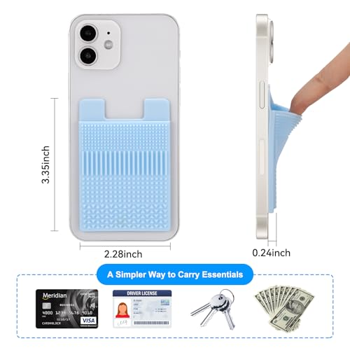 Textured Phone Wallet Stick On, 5 Pack Sensory Card Holder for Back of Phone Case, Stress Relief for Anxiety Autism ADHD, Silicone Adhesive Pocket for Cards Cash, Fidget Toys for Work, School, Travel