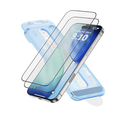FLOLAB NanoArmour ONETIME 2 Pack for iPhone 17 Screen Protector, Tempered Glass, Ultra Clear, InfinityEdge-to-Edge, Easy Install, Dust-Free,Reinforced Edge - size: 17