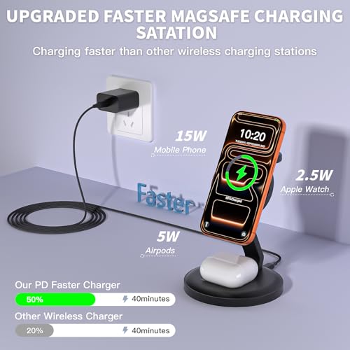 Charging Station for Apple Magsafe Wireless Charger iPhone Charging Station - color: Black, size: 1Pack