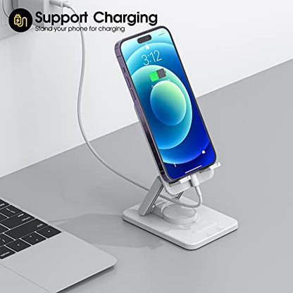 Aiwode 360° Rotating Cell Phone Stand,Desk Phone Holder,Portable Cellphone Cradle,Foldable Phone Stand,for iPhone 14/13/12/11/Pro/Max/Plus/Mini/Pro Max,Samsung,for Smartphones(4-8"),White