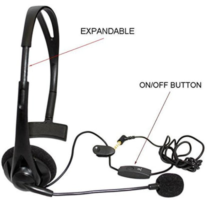 Wired Mono Headphone Earphone w Mic Headset 3.5mm Single Earbud Hands-Free Microphone Over-The-Head Compatible with GreatCall Jitterbug Flip