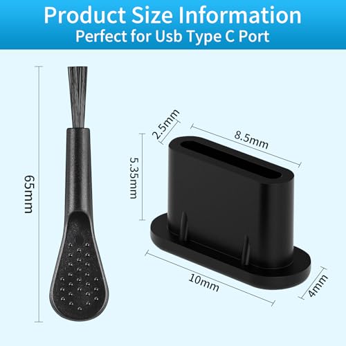 100 Pcs USB C Dust Plugs,Port Cleaner with Brush for Phones