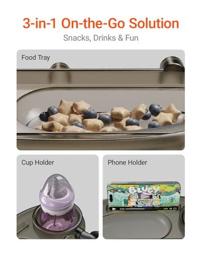 Mamazing 3 in 1 Universal Stroller Snack Tray with Cup & Phone Holder