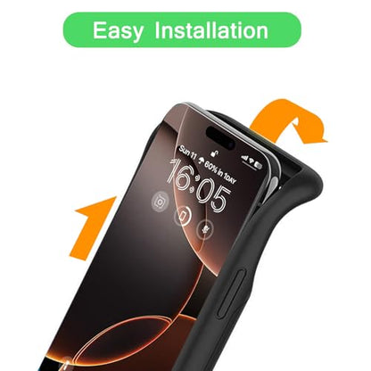 Wireless Charging Case for iPhone 16 Pro Max, 12000mAh High Capacity Portable Rechargeable Battery Case Qi Wireless Charging with iPhone 16 Pro Max (6.9 inch) Extended Battery Charger Cover(Black) - size: iPhone 16 Pro Max (6.9 inch)