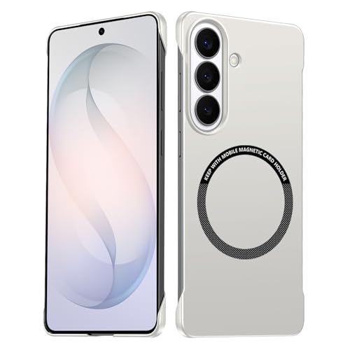Frameless Slim Case for Samsung Galaxy S26, Silky Touch, Hard PC Matte Back, Exposed Sides Compatible with Mag-Safe, Anti-Scratch Shockproof Protective Cover for Samsung S26 5G (White) - color: White
