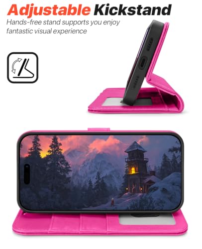 OCASE for iPhone 17 Pro Detachable Wallet Case with Card Holder, 2 in 1 PU Leather Flip Folio with RFID Blocking Stand Wrist Strap Shockproof Phone Cover 6.3 Inch 2025, Rose - color: Rose, size: iPhone 17 Pro