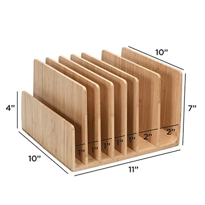 MobileVision Bamboo Device Organizer for Smartphones, Tablets and Laptops, 7 Slots With Extra Wide Slots for Laptops - color: 7 - Slot Stand