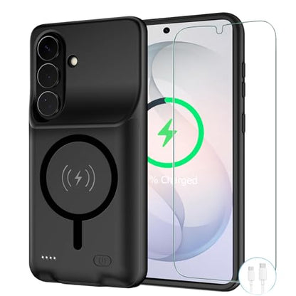 Battery Case for Galaxy S26, [10000mAh] Slim Rechargeable Smart Extended Charging Case Compatible with Galaxy S26 (6.3 inch) Backup Power Battery Pack Charger Cover-Black - size: Galaxy S26