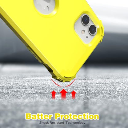 IDweel for iPhone 11 Case with Screen Protector(Tempered Glass), Hybrid 3 in 1 Shockproof Slim Fit Heavy Duty Protection Hard PC Cover Soft Silicone Bumper Full Body Case,Yellow - color: Yellow