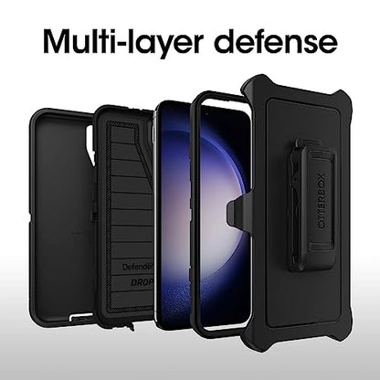 OtterBox Galaxy S23+ (Only) - Defender Series Case - Black, Rugged & Durable - with Port Protection - Includes Holster Clip Kickstand - Microbial Defense Protection - Non-Retail Packaging - color: Black