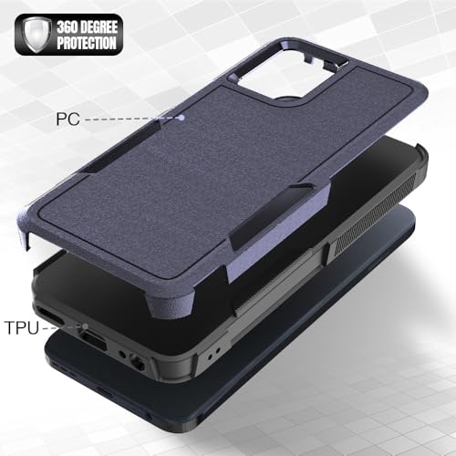for Moto G54 Case Dual Layer Hard Shockproof Protective Case with Tempered Glass Screen Protector Heavy Duty Hybrid Full Body Anti-Scratch Anti-Slip Phone Cover Deep Blue - color: Moto G54 - Deep Blue