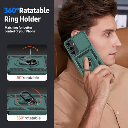 for Samsung Galaxy A16 5G Case with Camera Lens Cover, 10 FT Military Grade Drop Protection, Magnetic Ring Holder Kickstand Protective Phone Case, Pine Green - color: Pine Green, size: Galaxy A16 5G