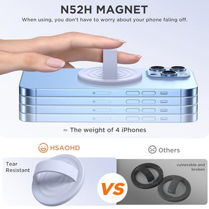 Upgraded Magnetic Phone Grip, Liquid Silicone Soft and Portable, Removable Finger Loop Ring Grip Holder for iPhone, Strong Magnetic Attraction, Compatible with MagSafe Phone Case, Light Purple - color: Light Purple