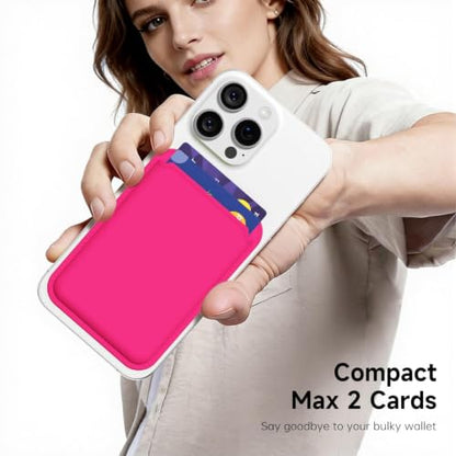 LoeoeL Magnetic Phone Wallet Compatible with Magsafe Wallet, Silicone ID Credit Card Holder Wallets for Back of Phone Pocket, Slim Thin Pouch Sleeve Wallets for iPhone Samsung, Neon Hot Pink - color: Hot Pink