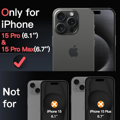JETech Camera Lens Protector for iPhone 15 Pro/15 Pro Max, Black+Red, 1 Set - size: iPhone 15 Pro/15 Pro Max