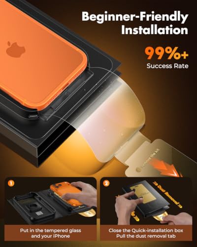 UNBREAKcable iPhone 17 Pro Max Full-Coverage Screen Protector - 3 Pack | Quick-Install Box, Edge-to-Edge Coverage, 9H Hardness, Ultra HD Clarity, Daily Protection, Smooth Touch - size: iPhone 17 Pro Max