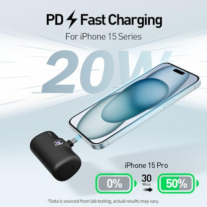 iWALK USB-C Portable Charger for iPhone 17/16/15, Mini 20W 4,800mAh Wireless Power Bank Fast Charging Travel Battery Pack Compatible with iPhone 17/16/15 Plus/17 Pro/17 Pro Max, Andriod Phone Samsung - color: Black