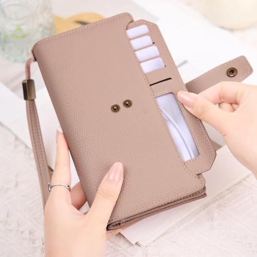 GAEKEAO Womens Wallet RFID Blocking Large Capacity Vegan Leather Card Holder Wristlet Clutch with 32 Card Slots 4 ID Windows - color: X04-Pink