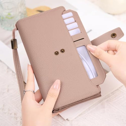 GAEKEAO Womens Wallet RFID Blocking Large Capacity Vegan Leather Card Holder Wristlet Clutch with 32 Card Slots 4 ID Windows - color: X04-Pink