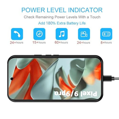 Battery Case for Google Pixel 9/9 Pro, 10000mAh Portable Protective Charging Case with Wireless Charging Compatible for Google Pixel 9/9 Pro (6.3 inch) Battery Pack Charger Case with Carplay (Black) - size: Google Pixel 9/9 Pro-10000mAh