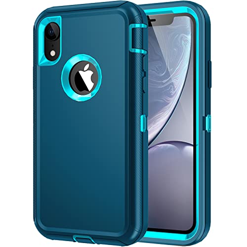 for iPhone XR Case, Heavy Duty Shockproof Dust/Drop Proof 3 Layer Full Body Protection Rugged Cover Case for Apple iPhone XR 6.1",Turquoise - color: Turquoise, size: iphone xr