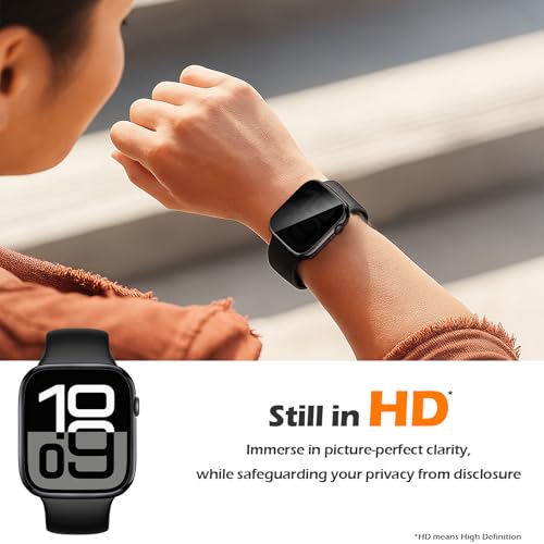 Misxi 2 Pack All-around Protective Privacy PC HD Case for Apple Watch Series 11 (2025) Series 10 42mm, Shockproof Ultra-Thin Cover with Anti-Spy Tempered Glass Screen Protector for iWatch, 1 Jet Black + 1 Transparent - color: 1 Jet Black + 1 Transparent,