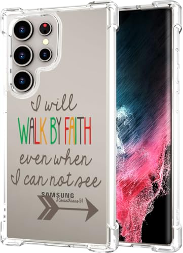 Hungo Galaxy S24 Ultra Case Christian Bible Verses Cute Clear Design, Girly for Women Girls Transparent Case Compatible with Samsung Galaxy S24 Ultra Religious Religion - color: Bible Verses
