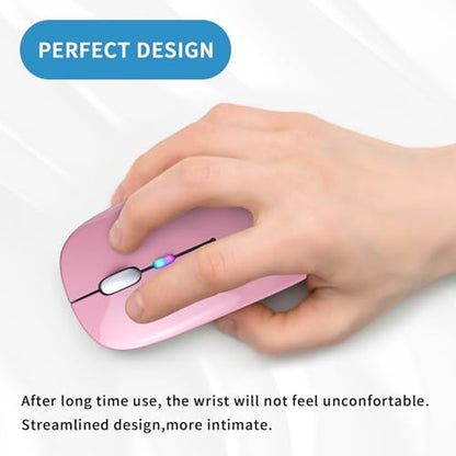 Afaartcci Rechargeable Wireless Mouse, Silent Bluetooth Mouse (Rose Gold) - color: Rose gold