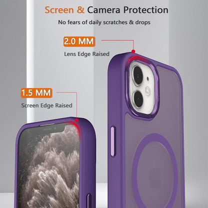 Magnetic iPhone 12/12Pro case,Compatible with Magsafe, Military-Grade Protection,Slim Translucent Matte Shockproof with Anti-Scratch Anti-Fingerprint Phone Cover (deep purple, iPhone 12/12Pro) - color: Deep Purple, size: iPhone 12/12Pro