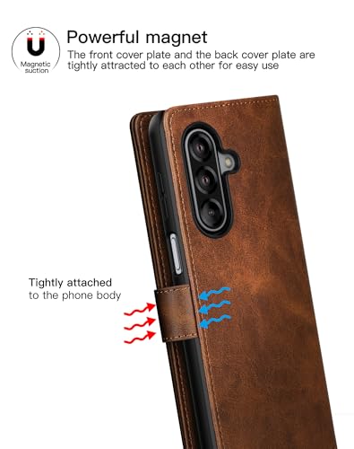 Feitenn for Samsung Galaxy A17 5G (6.7") Case Wallet 2026 with 4 Card Holders Kickstand, PU Flip Leather Magnetic Closure Folio Shockproof Protective Cover, Brown - color: Brown, size: Samsung Galaxy A17 5G
