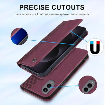 Wallet Case for Samsung Galaxy S25 Edge 2025 6.7 inch - PU Leather Flip Cover with Card Holder Slots, Strong Magnetic Folio Kickstand Phone Case, Wine Red - color: Wine Red, size: Samsung Galaxy S25 Edge 6.7"