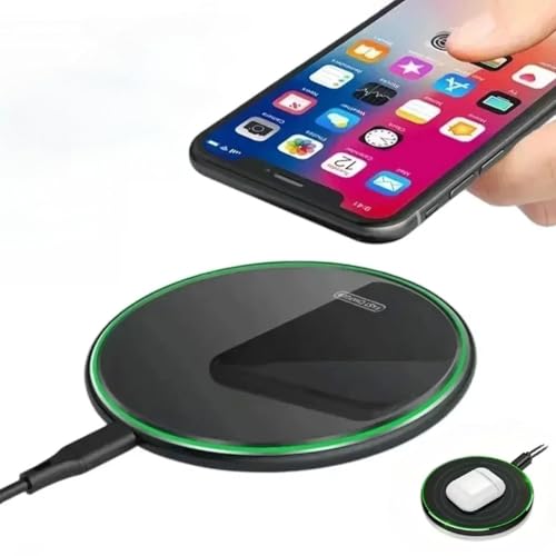 15W Fast Wireless Charger Pad for iPhone 17 16 15 14 13 12 Pro Max Samsung Galaxy S24 S23 S22 S20 Xiaomi Wireless Charging Dock Station (Black with Cable) - color: Black with Cable