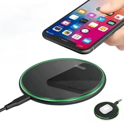 15W Fast Wireless Charger Pad for iPhone 17 16 15 14 13 12 Pro Max Samsung Galaxy S24 S23 S22 S20 Xiaomi Wireless Charging Dock Station (Black with Cable) - color: Black with Cable
