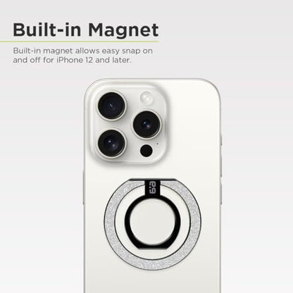 PureGear Magnetic Phone Ring Grip, for MagSafe Kickstand Holder - color: Brushed Black Silver Glitter