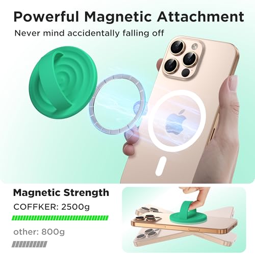 Magnetic Phone Grip for MagSafe, Silicone Ring Grip, Emerald Green - color: Emerald Green