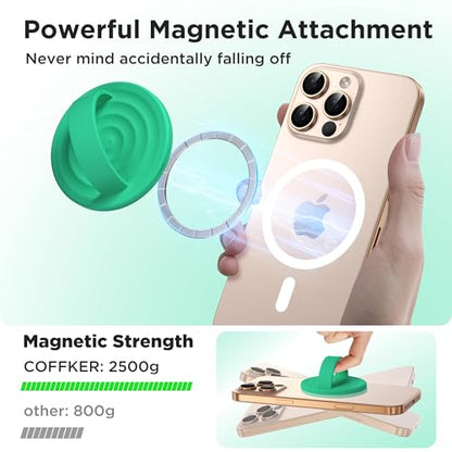Magnetic Phone Grip for MagSafe, Silicone Ring Grip, Emerald Green - color: Emerald Green
